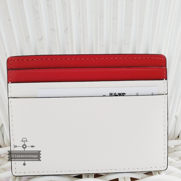 AUTHENTIC Kate Spade Staci Large Slim Ladybug Card Holder CREAM RED Nwt - Picture 2 of 5